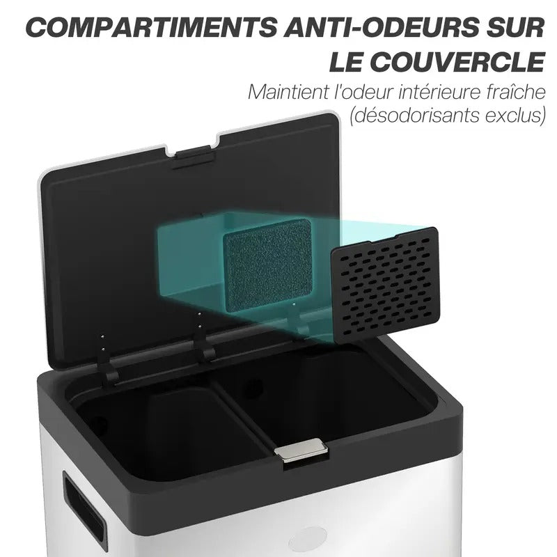 HOMCOM 56L Pedal Bin ♻️ 3 Compartments, Silver