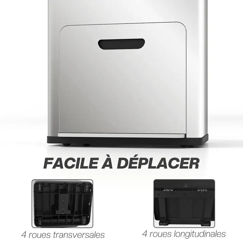 HOMCOM 56L Pedal Bin ♻️ 3 Compartments, Silver