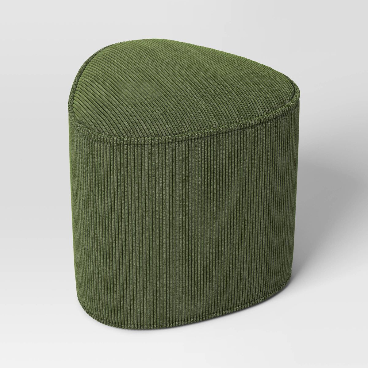 Triangular Shaped Upholstered Corduroy Ottoman