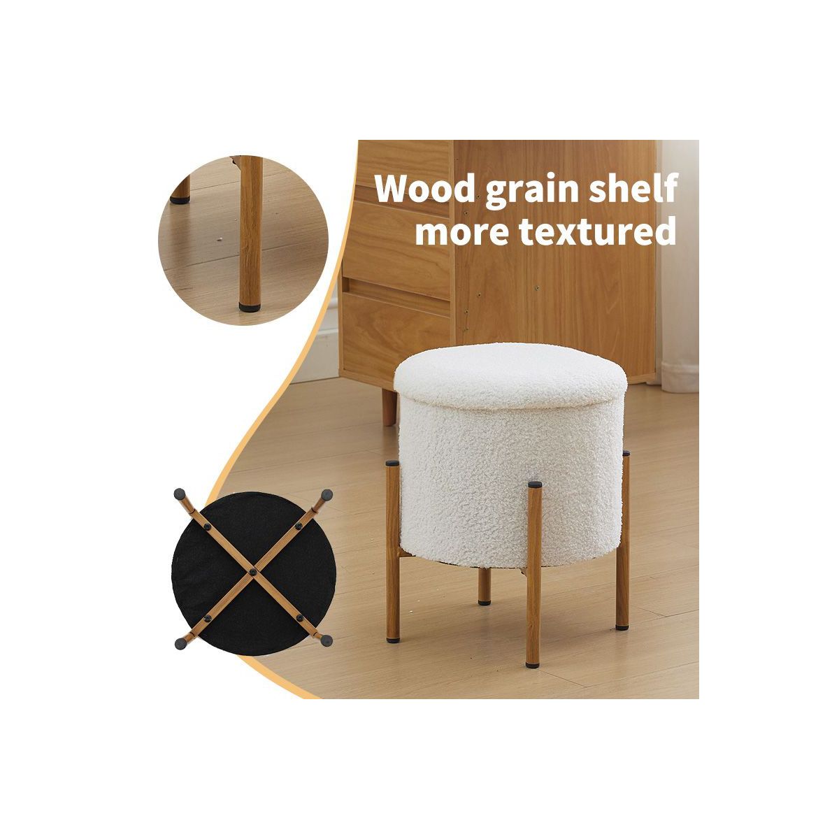 13" Modern Round Storage Ottoman