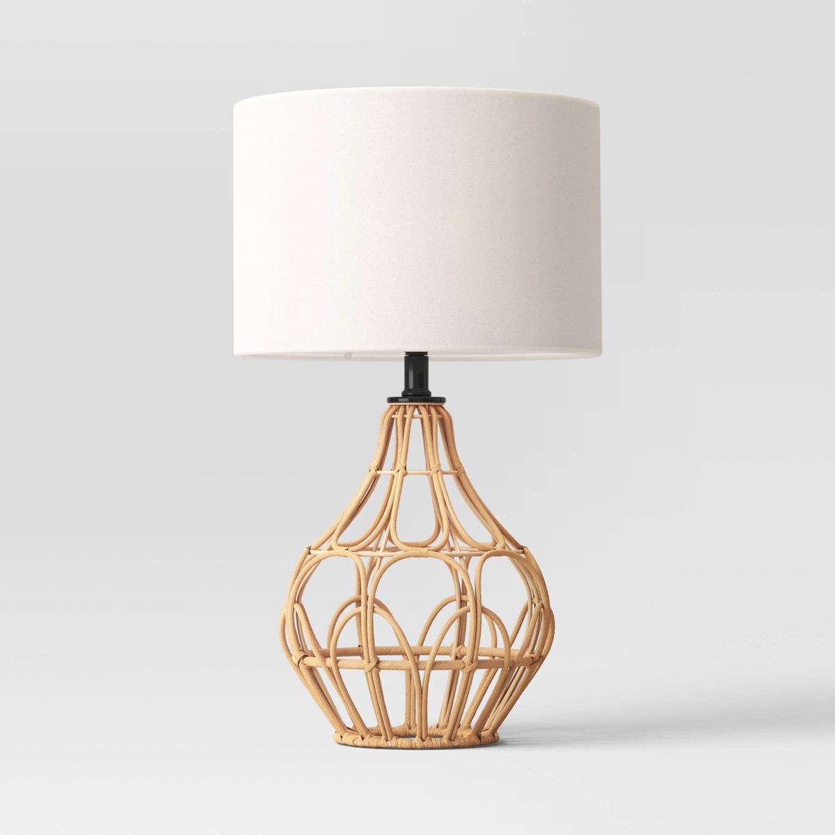20"x12" Boho Rattan Table Lamp Brown