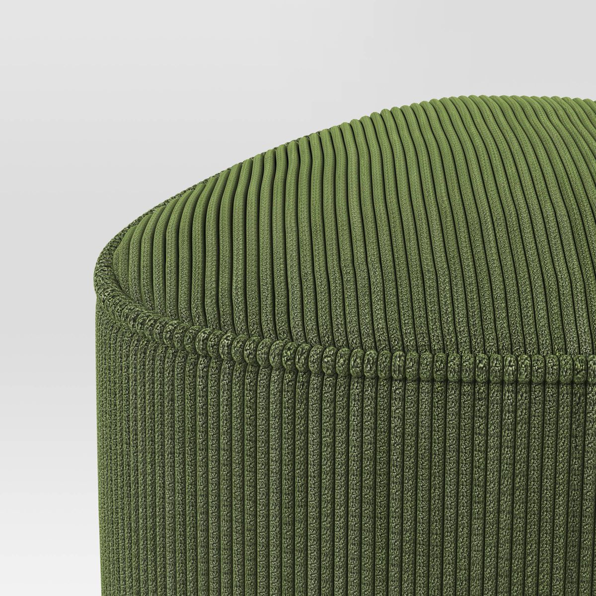 Triangular Shaped Upholstered Corduroy Ottoman