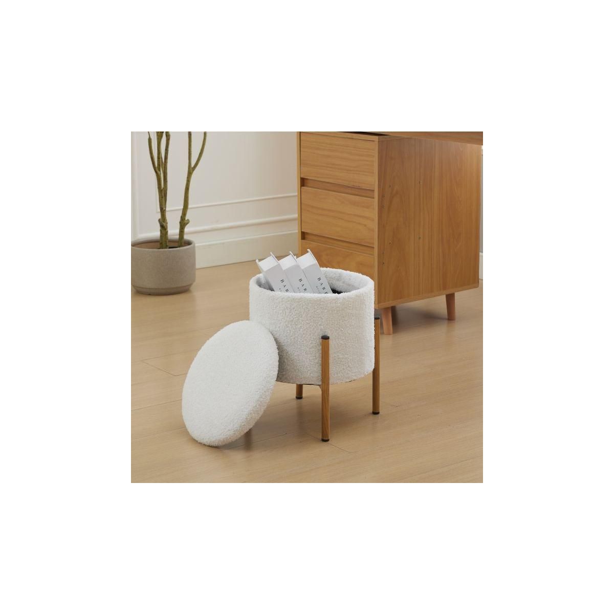 13" Modern Round Storage Ottoman