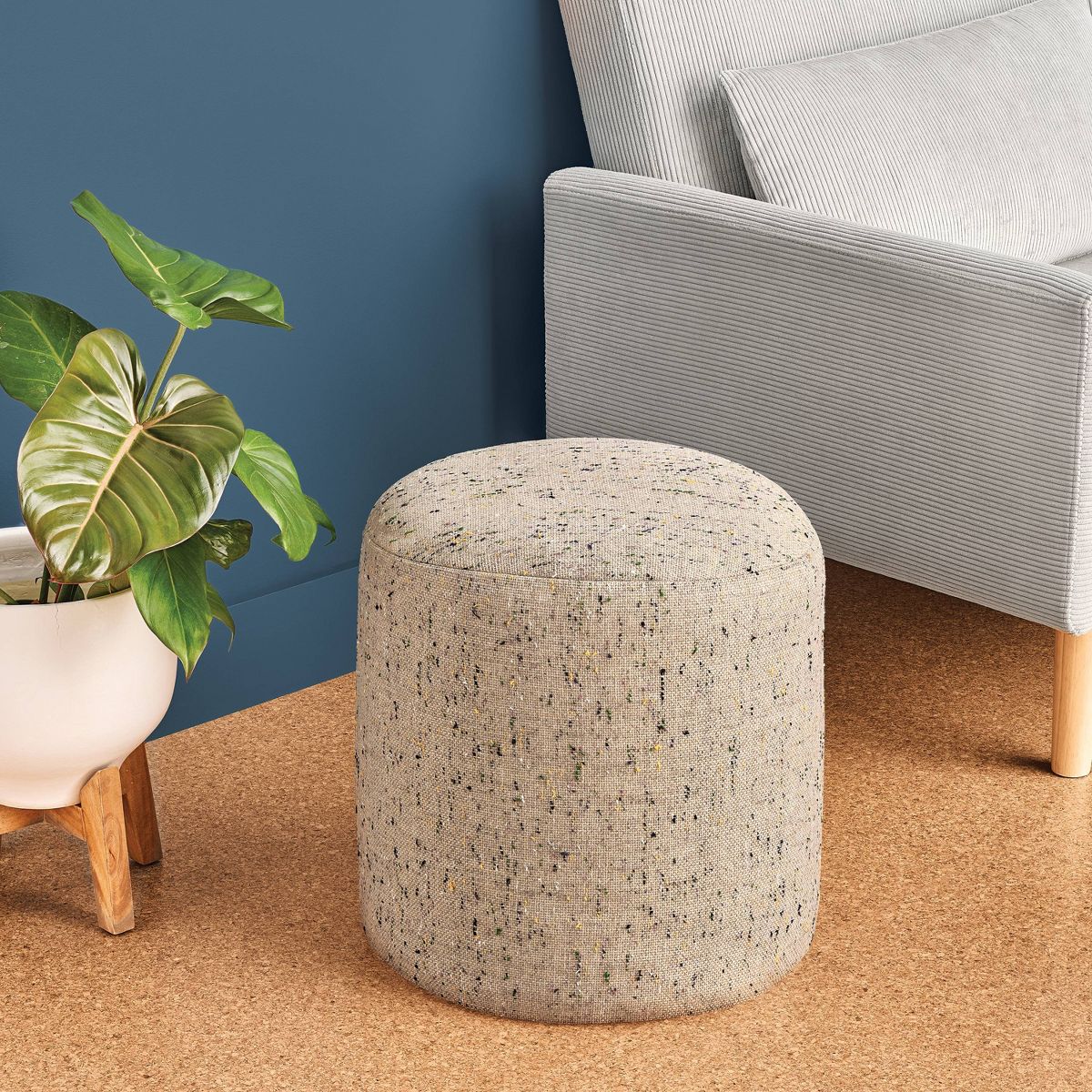 Speckled Pouf Ottoman Speckled Beige