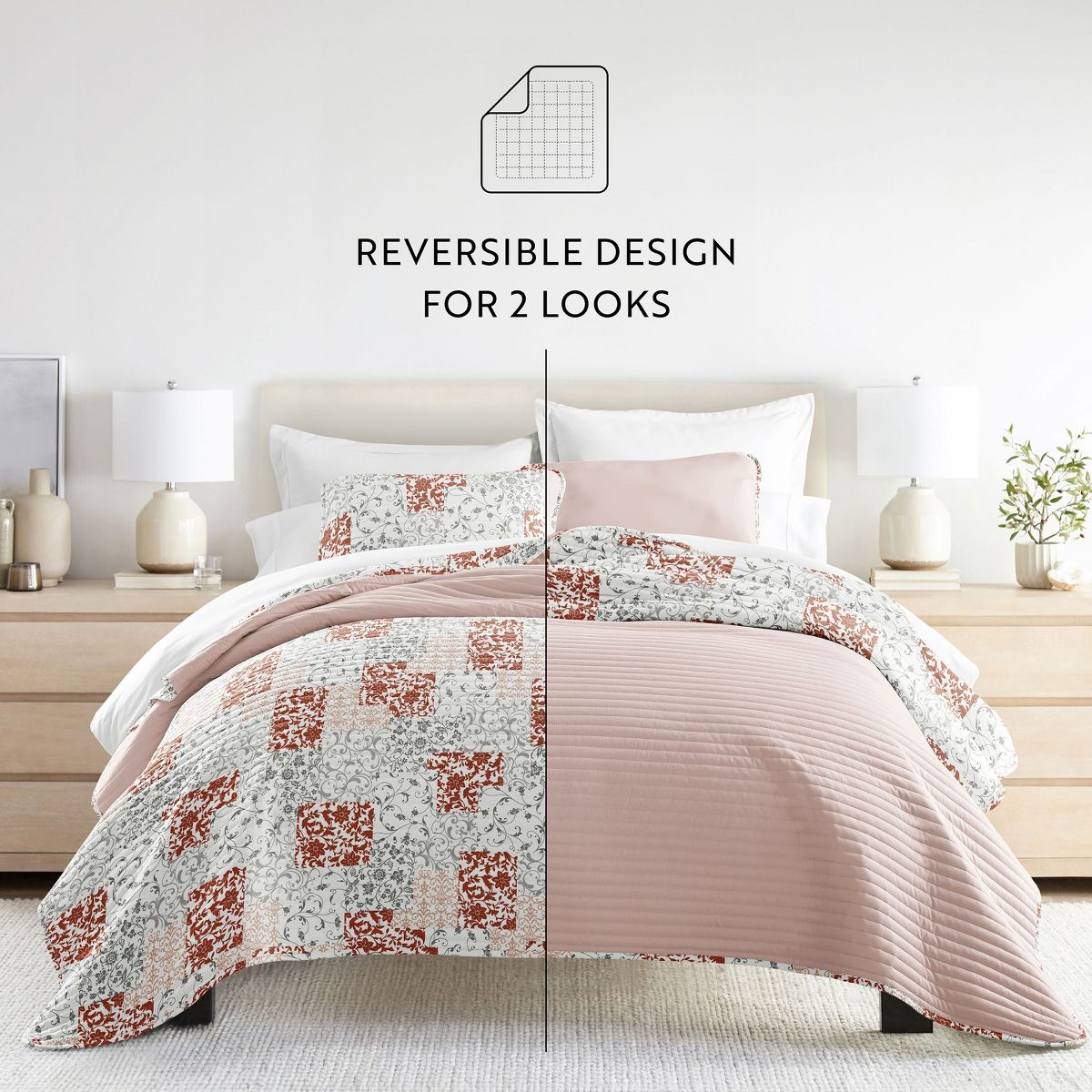 Luxury Lightweight Reversible Quilted Coverlet Set